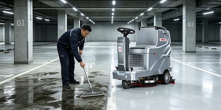 1000平地下車(chē)庫水泥油污駕駛洗地機